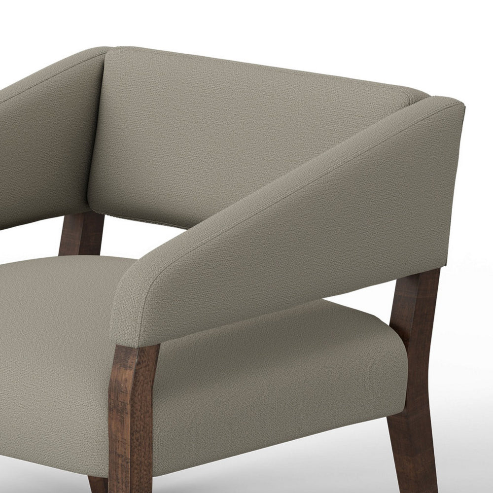Merry Accent Chair, Almond Gray Polyester, Foam, Brown Solid Pine Wood