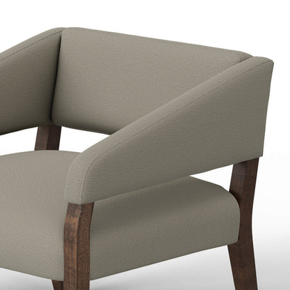 Merry Accent Chair, Almond Gray Polyester, Foam, Brown Solid Pine Wood