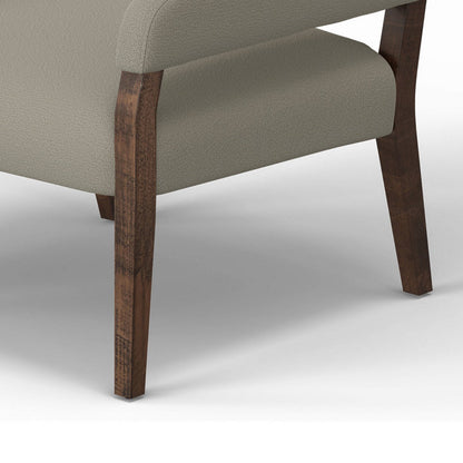 Merry Accent Chair, Almond Gray Polyester, Foam, Brown Solid Pine Wood
