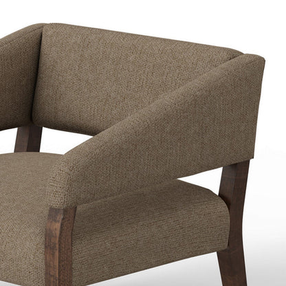 Merry Accent Chair, Light Brown Polyester, Foam, Brown Solid Pine Wood