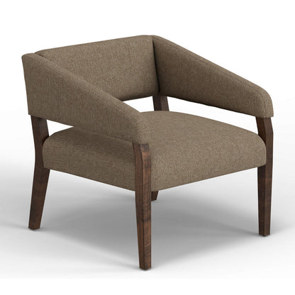 Merry Accent Chair, Light Brown Polyester, Foam, Brown Solid Pine Wood