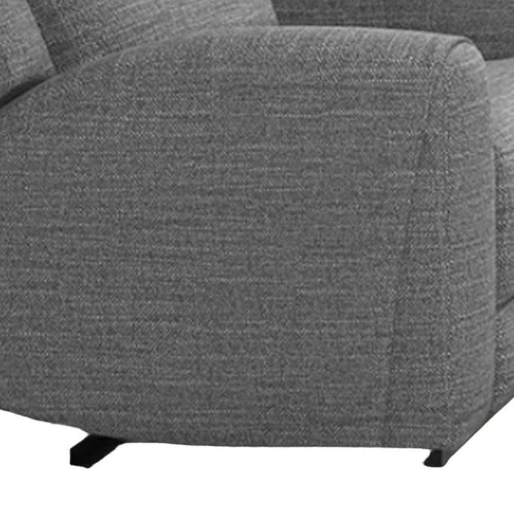 Cory Manual Recliner Chair, Contour Armrests, Solid Wood, Gray Polyester