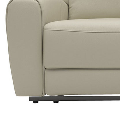 Cobe Manual Recliner Loveseat, 41 Inch, Center Console, Grain Beige Leather