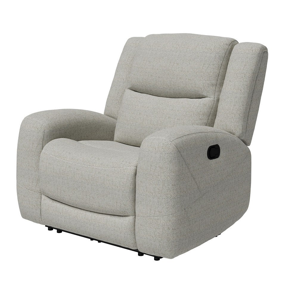 Gira Manual Recliner Chair with Contour Armrest, Wood Frame, Beige Fabric