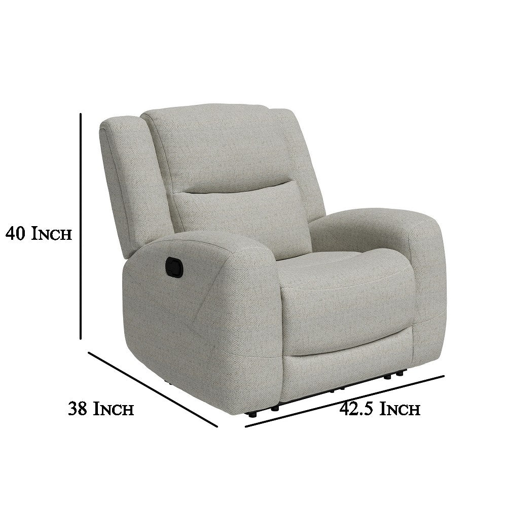 Gira Manual Recliner Chair with Contour Armrest, Wood Frame, Beige Fabric