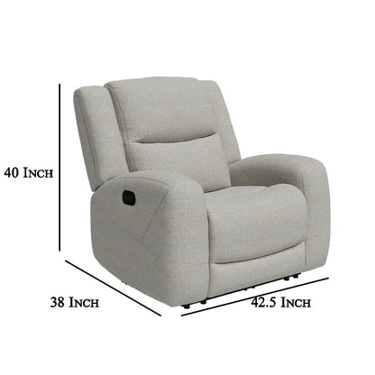 Gira Manual Recliner Chair with Contour Armrest, Wood Frame, Beige Fabric