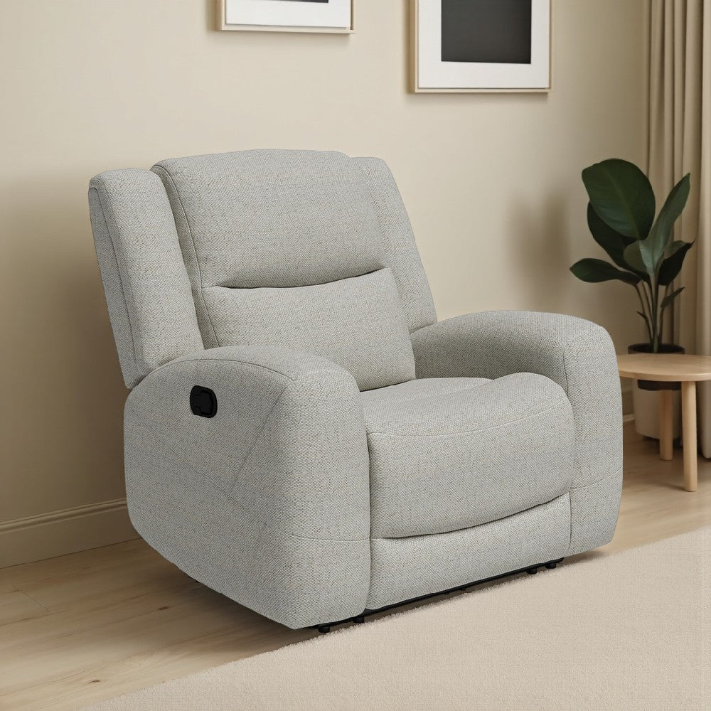 Gira Manual Recliner Chair with Contour Armrest, Wood Frame, Beige Fabric