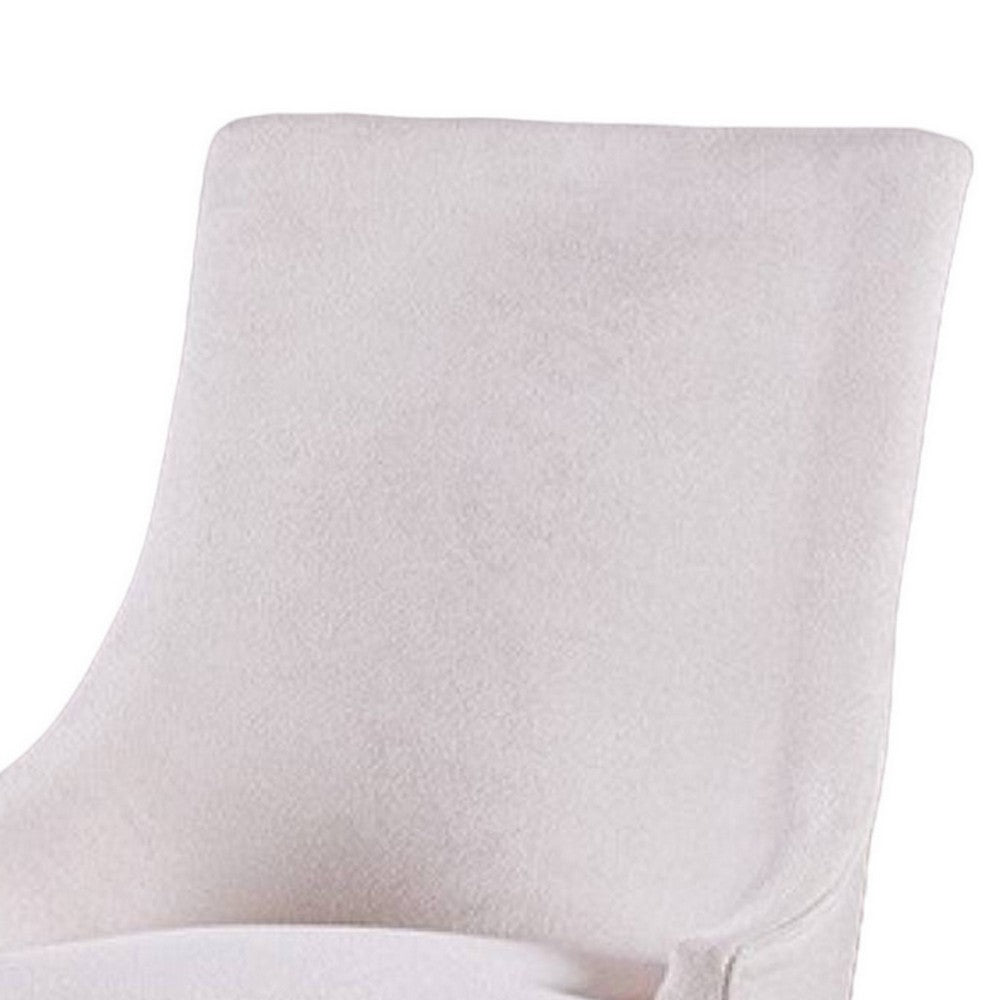 Luke Dining Armchair Set of 2 with Wingbacks, Padded, Black Wood, Beige