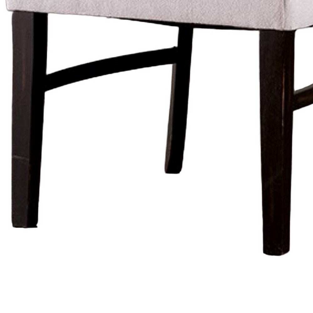 Luke Dining Armchair Set of 2 with Wingbacks, Padded, Black Wood, Beige