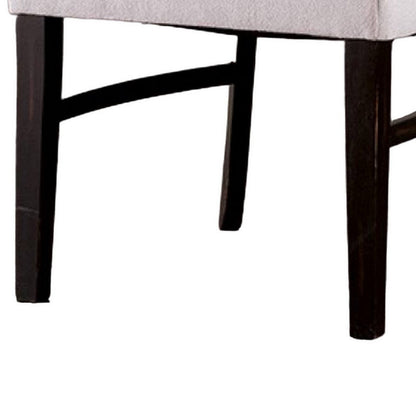 Luke Dining Armchair Set of 2 with Wingbacks, Padded, Black Wood, Beige