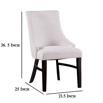 Luke Dining Armchair Set of 2 with Wingbacks, Padded, Black Wood, Beige