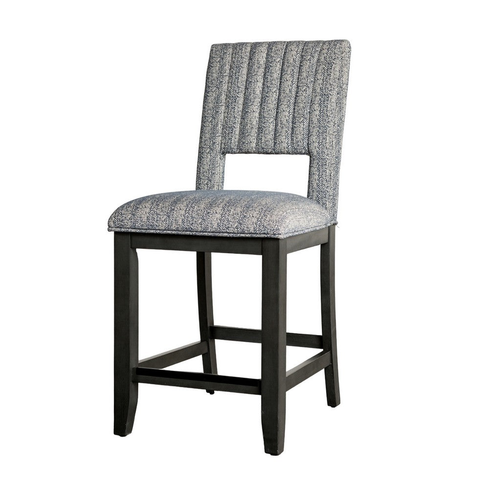 Manny Counter Height Chair Set of 2, Bluish Gray Fabric Seat and Back