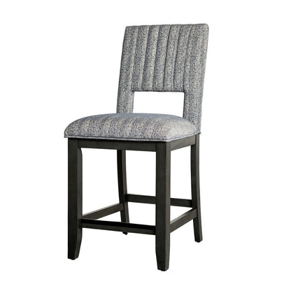 Manny Counter Height Chair Set of 2, Bluish Gray Fabric Seat and Back