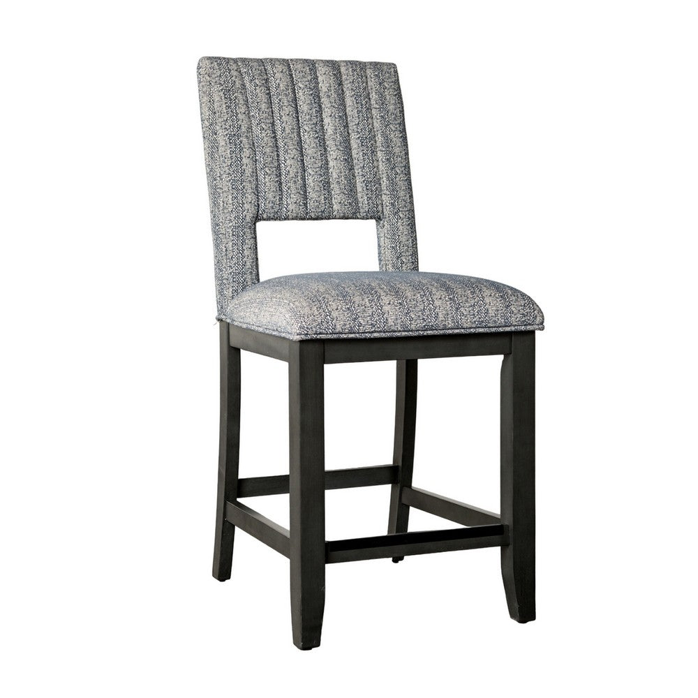 Manny Counter Height Chair Set of 2, Bluish Gray Fabric Seat and Back