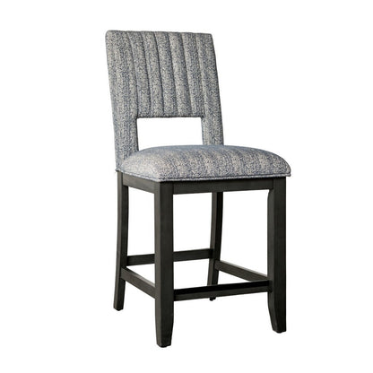 Manny Counter Height Chair Set of 2, Bluish Gray Fabric Seat and Back