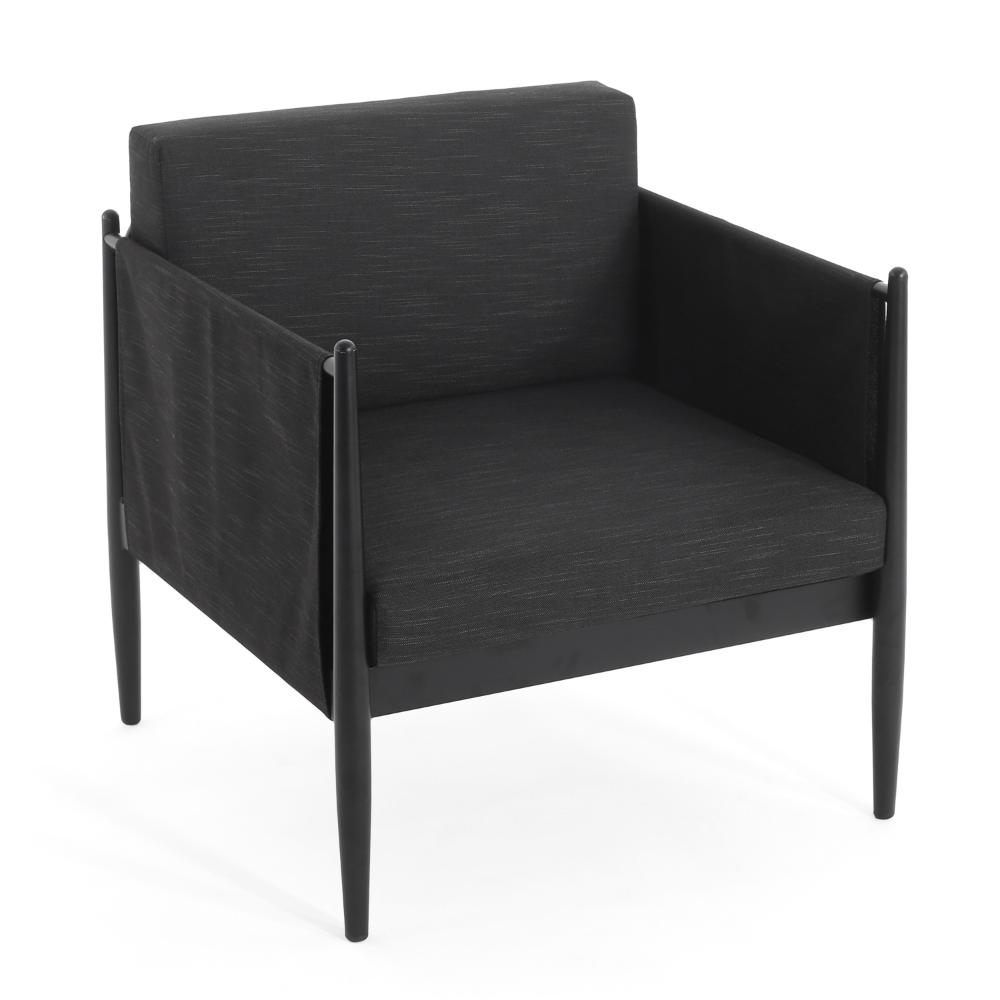 Jackie Outdoor Club Accent Chair, Black, Dark Gray Cushions, Aluminium