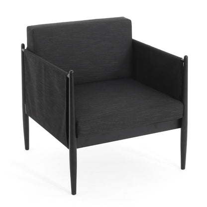 Jackie Outdoor Club Accent Chair, Black, Dark Gray Cushions, Aluminium