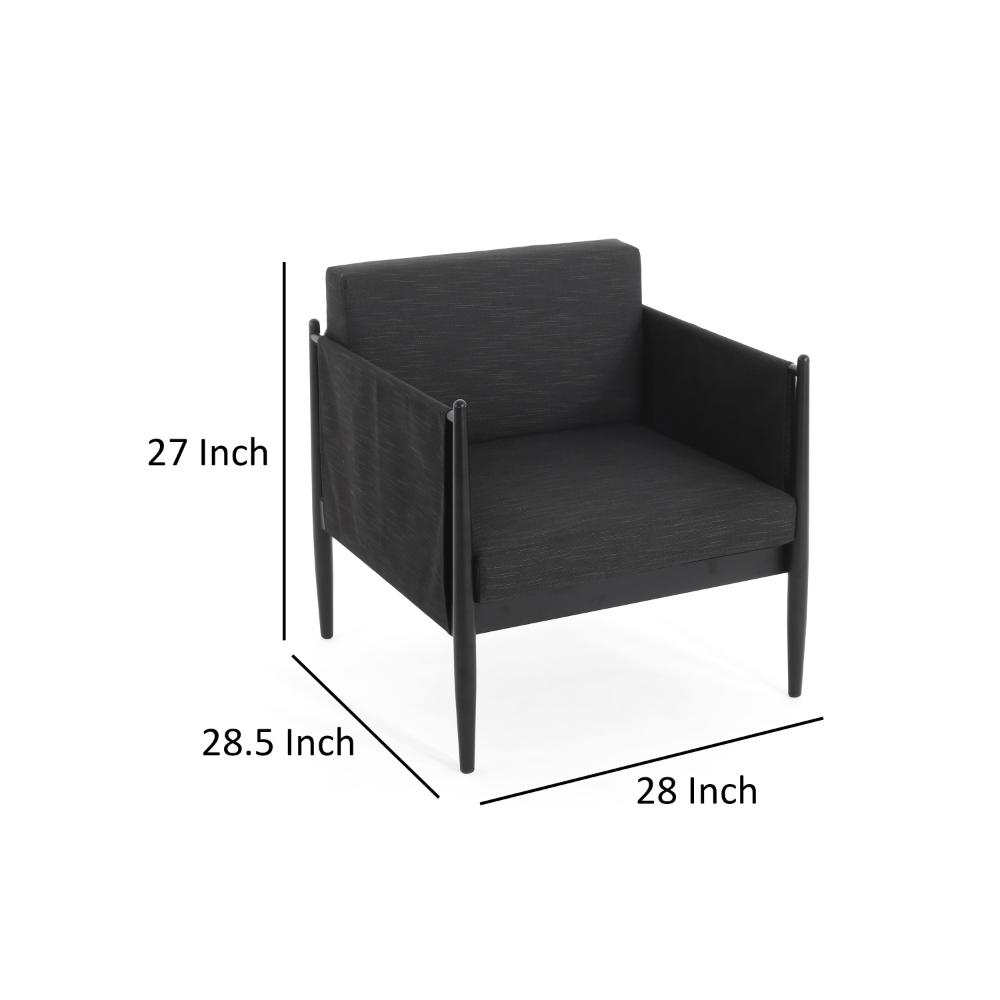 Jackie Outdoor Club Accent Chair, Black, Dark Gray Cushions, Aluminium