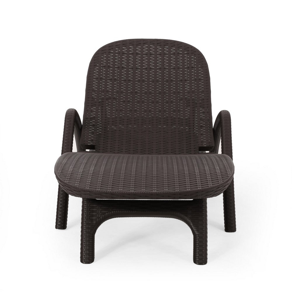 Michael Chaise Lounger, Dark Brown Outdoor Resin Wicker Frame, 77 Inch