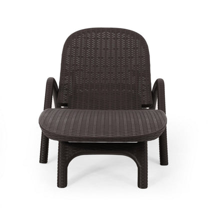 Michael Chaise Lounger, Dark Brown Outdoor Resin Wicker Frame, 77 Inch