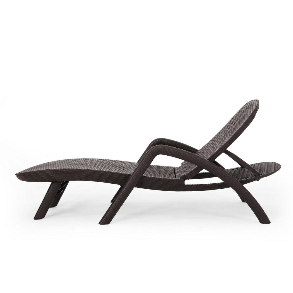 Michael Chaise Lounger, Dark Brown Outdoor Resin Wicker Frame, 77 Inch