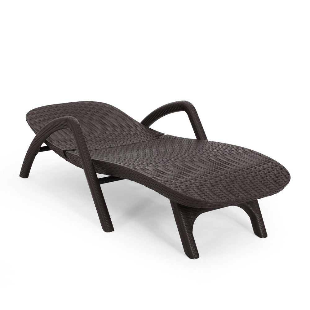 Michael Chaise Lounger, Dark Brown Outdoor Resin Wicker Frame, 77 Inch