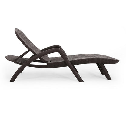 Michael Chaise Lounger, Dark Brown Outdoor Resin Wicker Frame, 77 Inch