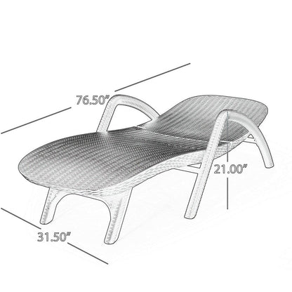 Michael Chaise Lounger, Dark Brown Outdoor Resin Wicker Frame, 77 Inch
