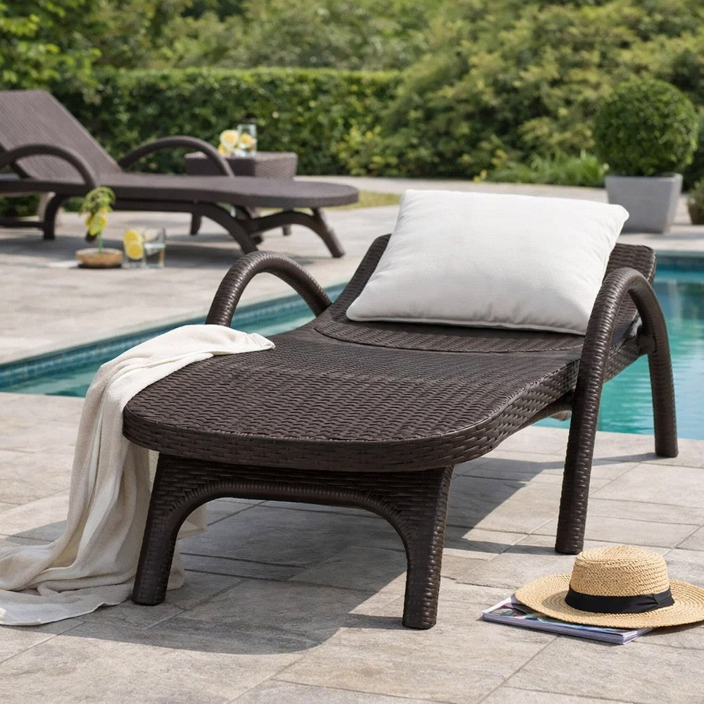 Michael Chaise Lounger, Dark Brown Outdoor Resin Wicker Frame, 77 Inch