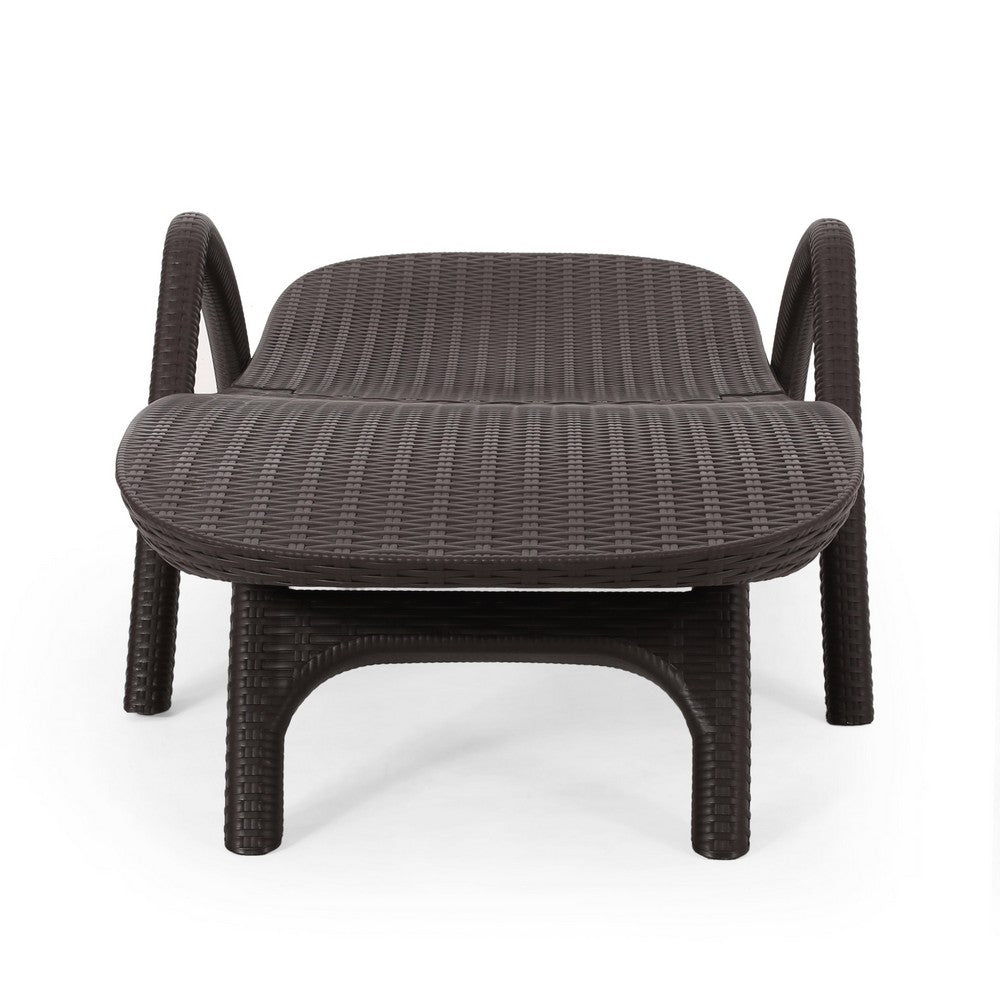 Michael Chaise Lounger, Dark Brown Outdoor Resin Wicker Frame, 77 Inch