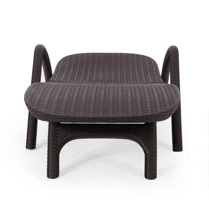 Michael Chaise Lounger, Dark Brown Outdoor Resin Wicker Frame, 77 Inch