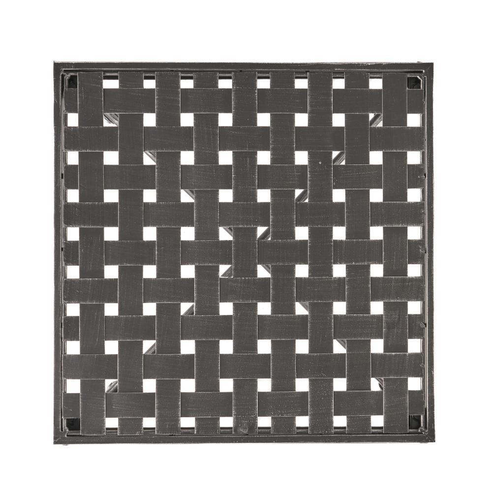 Lucia Side End Table, Black, Silver Outdoor Iron Frame, Square 18 Inch
