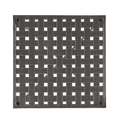Lucia Side End Table, Black, Silver Outdoor Iron Frame, Square 18 Inch