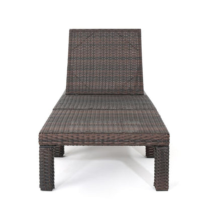 Jamia Chaise Lounger, Brown Wicker, Iron, Adjustable Backrest, 77 Inch