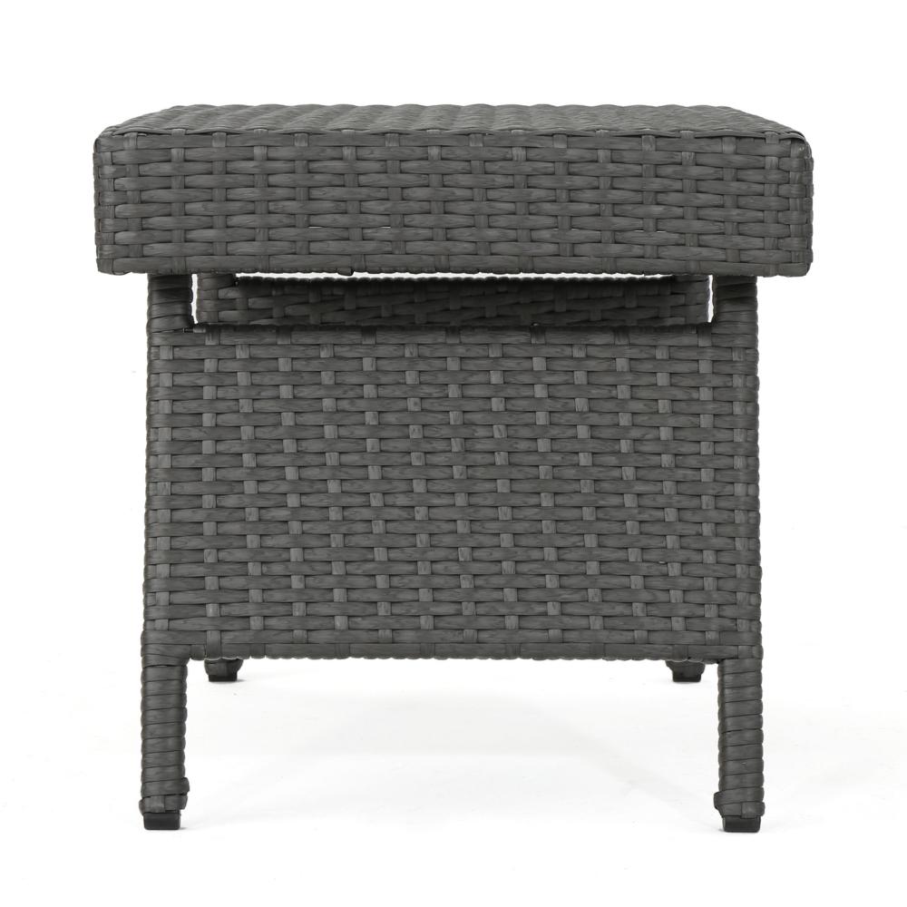 Mach Snack Table, Dark Gray Outdoor Safe Wicker and Iron Frame, 24 Inch