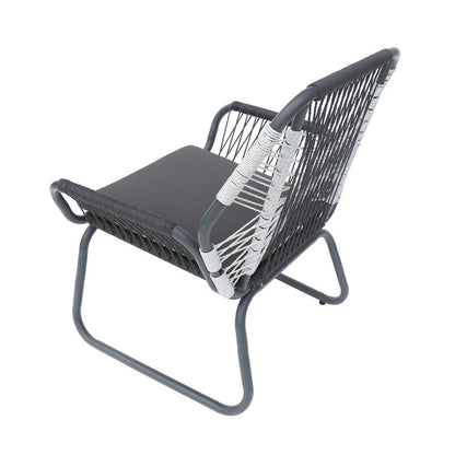 Ciao Accent Club Chair Set of 2, Outdoor Gray Cushions, Gray Rope and Steel