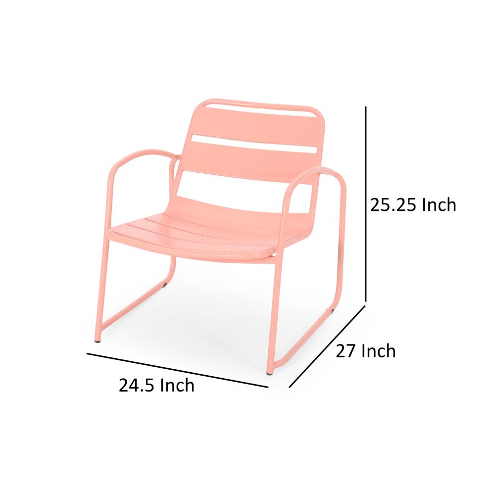 Gigi Outdoor Accent Chair Set of 2, Powder Coated Iron in Peach Finish