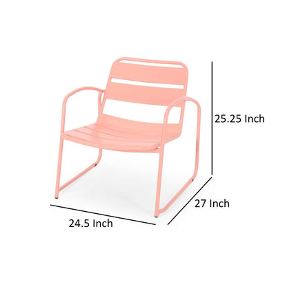 Gigi Outdoor Accent Chair Set of 2, Powder Coated Iron in Peach Finish