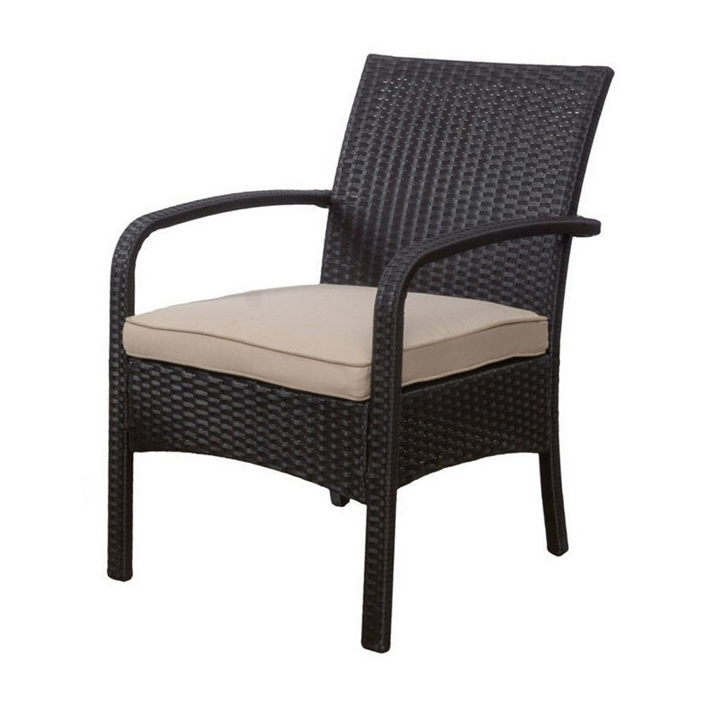 Orry 4pc Outdoor Table Set, 1 Loveseat, 2 Accent Chairs, Tan, Brown Rattan