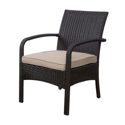 Orry 4pc Outdoor Table Set, 1 Loveseat, 2 Accent Chairs, Tan, Brown Rattan