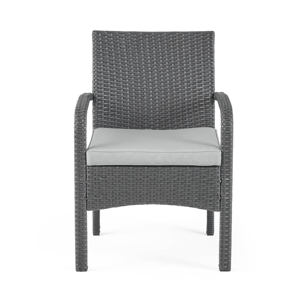 Orry 4pc Outdoor Table Set, 1 Loveseat, 2 Accent Chairs, Dark Gray Finish