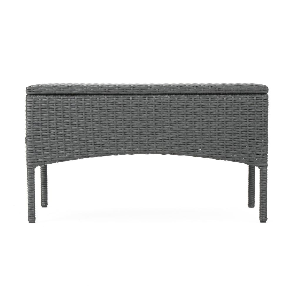 Orry 4pc Outdoor Table Set, 1 Loveseat, 2 Accent Chairs, Dark Gray Finish
