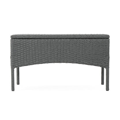 Orry 4pc Outdoor Table Set, 1 Loveseat, 2 Accent Chairs, Dark Gray Finish