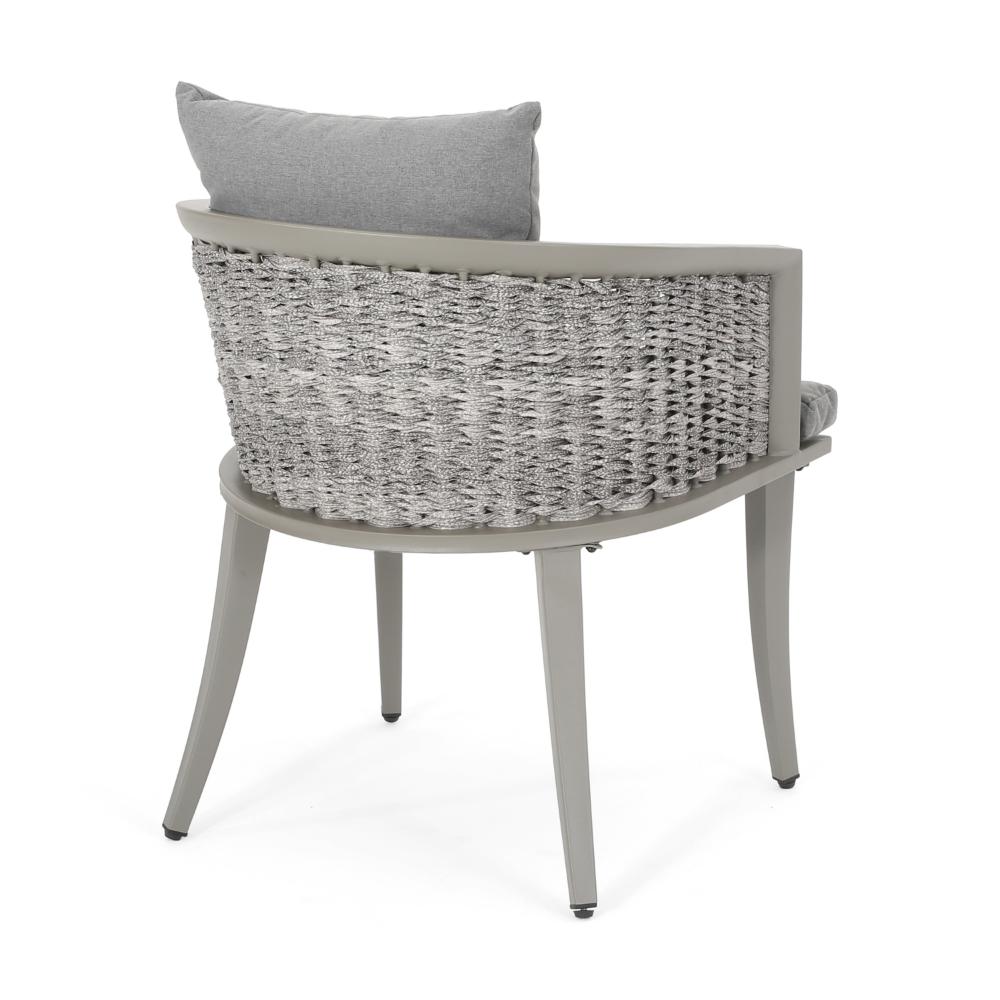 Ruble Accent Chair Set of 2, Gray Waterproof Fabric, Outdoor Rattan, Iron