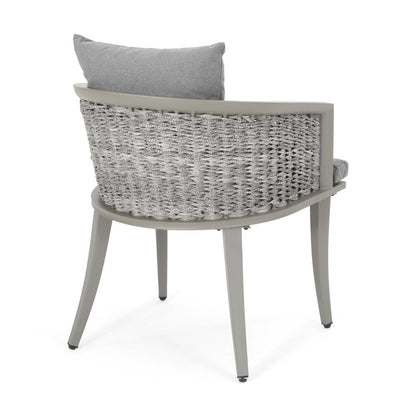 Ruble Accent Chair Set of 2, Gray Waterproof Fabric, Outdoor Rattan, Iron