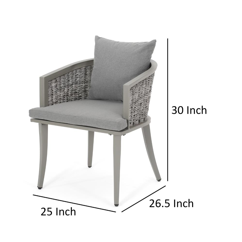 Ruble Accent Chair Set of 2, Gray Waterproof Fabric, Outdoor Rattan, Iron