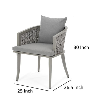 Ruble Accent Chair Set of 2, Gray Waterproof Fabric, Outdoor Rattan, Iron
