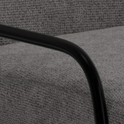 Suze Counter Height Chair, Arched Back, Black Iron, Dark Gray Polyester