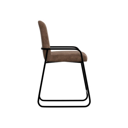 Suze Counter Height Chair, Arched Back, Black, Cognac Brown Faux Leather