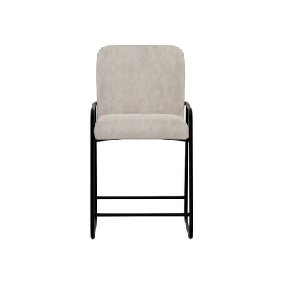 Suze Counter Height Chair, Black Iron Legs, Snow Gray Performance Fabric